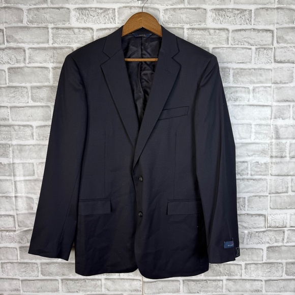 Brooks Brothers Estrato Togna Wool Dark Navy Blazer Suit Jacket Mens 40L Regent - Picture 1 of 14